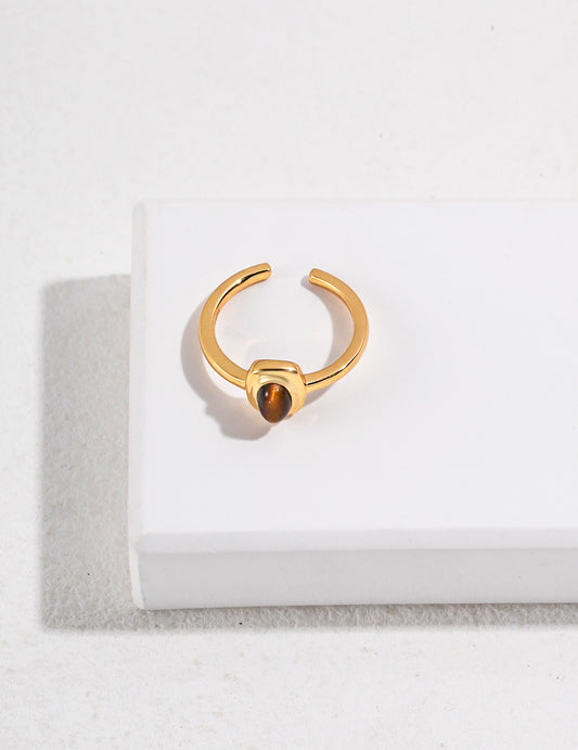 Golden Open - Ended Tiger's Eye Ring: A Symbol of Courage and Style